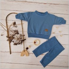 Detská oversize mikina + rebrované legíny (74-86) Steal Blue od značky Kazum