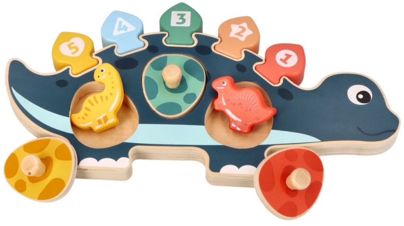 Detský eshop: Edukačná hračka puzzle s číslami, adam toys , dinosaurus mamička - modrý