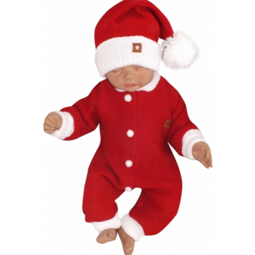 Z&Z 2-dielna sada Pletený overal + čiapočka Baby Santa, červený, od značky Z&Z