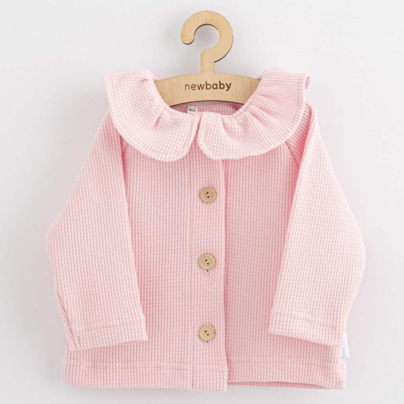 Dojčenský kabátik na gombíky New Baby Luxury clothing Laura ružový - Veľkosť: 56 (1-2m), Farba: Ružová