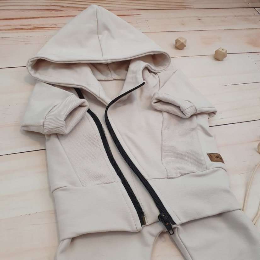 Detská dresová súprava: mikina na zips + nohavice (74-86) Alabaster Beige, od značky Kazum - Veľkosť: 80 (9-12m)