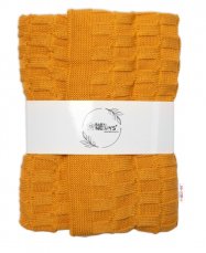 Detský eshop: Luxusná bavlnená pletená deka, dečka cube, 80 x 100 cm - horčicová, značka Baby Nellys