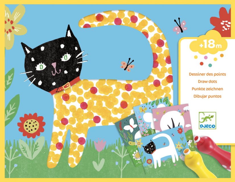 Kreatívna sada na maľovanie, bodky s farbami v tube, penový hrot, od 18 mesiacov, značka Djeco