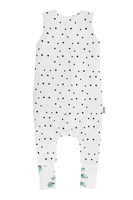Detský eshop - Celoroční spací pytel s nohavicemi Sleepee Eukalyptus/Černé tečky M