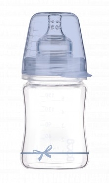 Detský eshop: Sklenená fľaštička 150 ml diamond glass - mašlička, značka Lovi