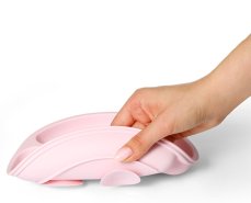 Detský eshop: Silikónový tanier, trojkomorový s prísavkou - růžový