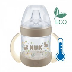 Detský eshop: Dojčenská fľaša na učenie NUK for Nature s kontrolou teploty 6-18m hnedá