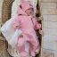 Detský eshop: Oteplený detský overal so šľapkami a kapucňou + čiapočka, 2d, kazum, ružová