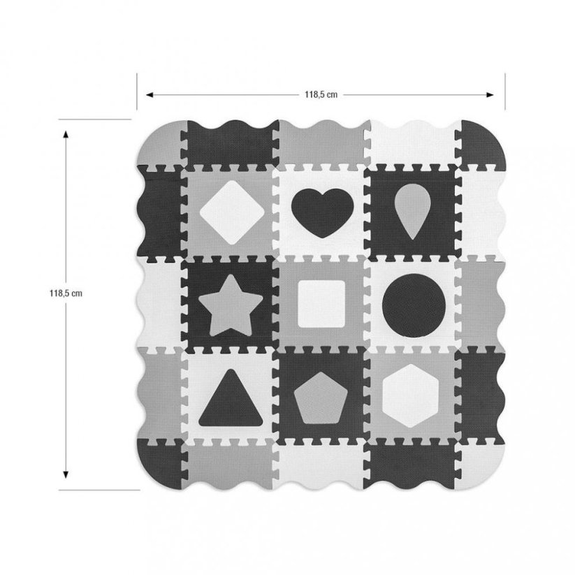 Detský eshop - Penové puzzle podložka ohrádka Jolly 3x3 Shapes Grey