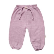 Detský eshop: Mušelínové nohavice girl, hand made, púdrovo ružové