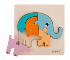 Akuku Edukačná drevená vkladačka - Slon