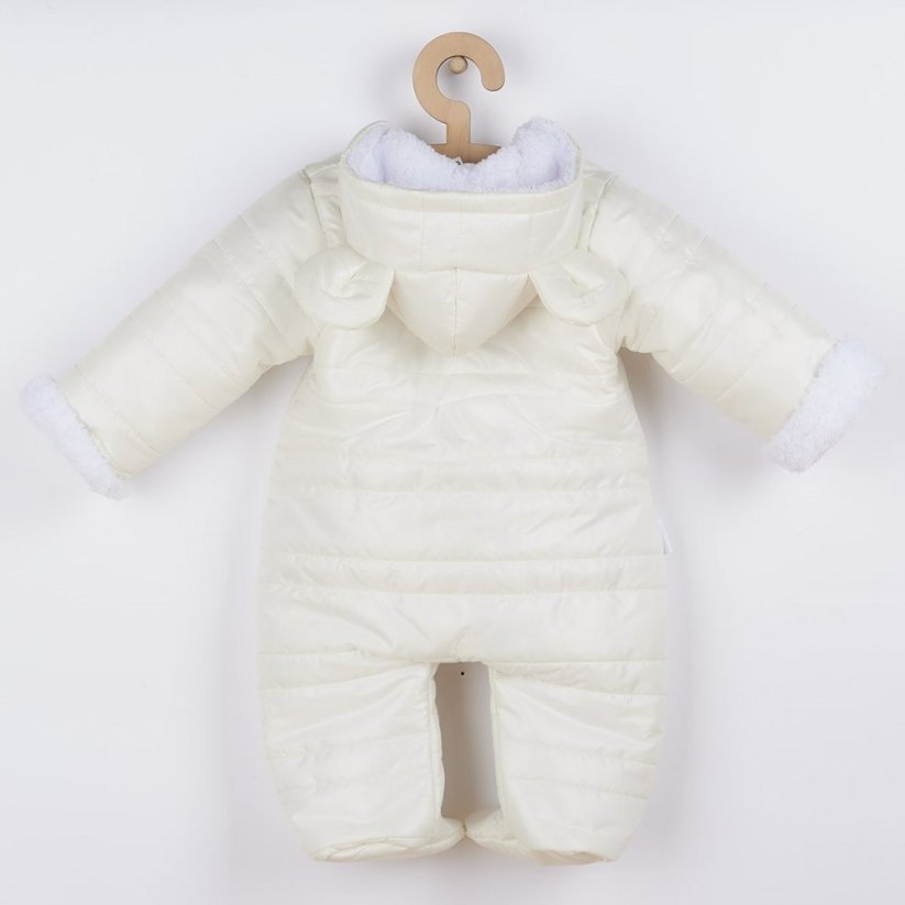 Detský eshop: Zimná dojčenská kombinéza s kapucňou s uškami New Baby Pumi cream