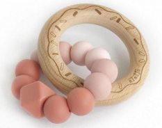 Detský eshop: Silikónové detské hryzátko donut - ružové/pudrové, zančka Mimijo