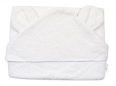 Detský eshop: Dojčenská froté osuška s kapucňou a uškami 80x80cm - biela