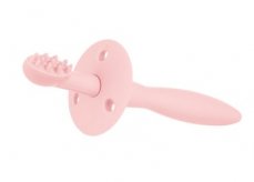 Silikónová zubná kefka /Detské hryzátko s ochr. štítkom - ružový, značka Canpol Babies