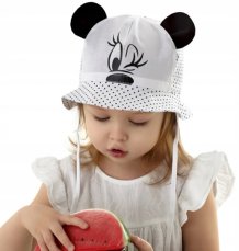 Detský eshop: Letný klobúčik baby nellys minnie na zaväzovanie, biely