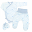 Detský eshop - Zavinovacie body, polodupačky + rukavičky, 3D bavlnená sada Baby Stars, pastel blue