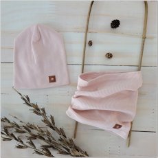 Dvojvrstvová rebrovaná čiapka + nákrčník pre bábätká (68/74, 80/86) staroružová od značky Z&Z