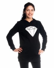 Tehotenské a dojčiace triko/mikina Diamant, s dlhým rukávom, čierne, veľ. XS, značka Be MaaMaa