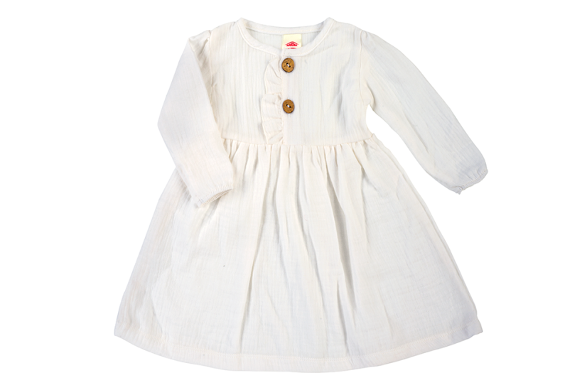 Mušelínové dievčenské šaty s dlhým rukávom – ružové (86–92) od značky Makoma