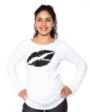 Detský eshop: Tehotenské  tričko s dlhým rukávom kiss - biele, značka Be MaaMaa