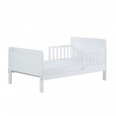 Detská posteľ so zábranou a šuplíkom Drewex Olek 140x70 cm biela