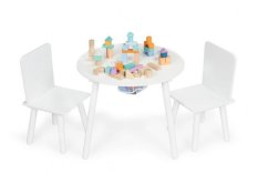 Detský eshop: Detský nábytok, okrúhly stolček + dve stoličky eco toys - biele