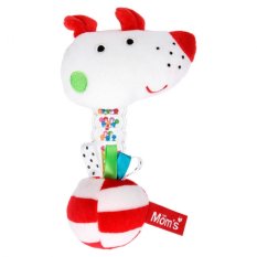 Detský eshop: Edukačná hrkálka psík momsík - bielo / červený, značka Hencz Toys