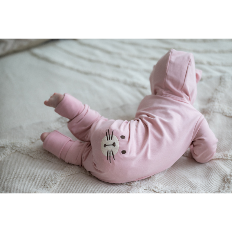 Detská rastúca tepláková súprava, Cat, BASIC Powder Pink, púdrová ružová, od značky Moniel - Veľkosť: 68 (3-6m) MON