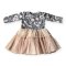 Detský eshop: Šaty s tylovou sukňou s dlhým rukávom, pivonka, mamatti, marhuľovo/sivé