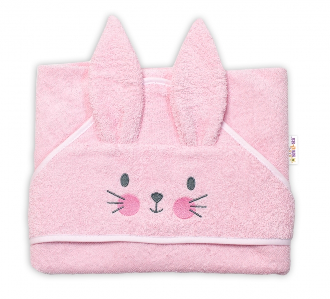Detský eshop: Froté osuška s kapucňou 80 x 80 cm bunny - ružová, značka Baby Nellys