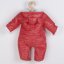 Detský eshop: Zimná dojčenská kombinéza s kapucňou s uškami New Baby Pumi red raspberry