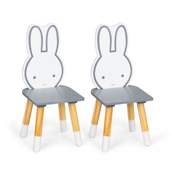 Detský eshop: Detský nábytok, stolček + dve stoličky, králiček - šedá / biela, značka ECO TOYS