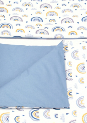 Detský eshop: 2-dielne bavlnené obliečky - dúha, pastelová s potlačou/modrá, značka Baby Nellys