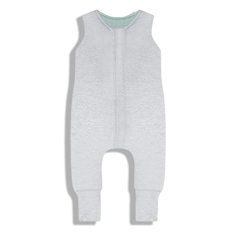 Celoročný spací vak s nohami MELANGE GREY/MINT, veľkosť XS (6-12m), sivá/mätová, od značky Sleepee