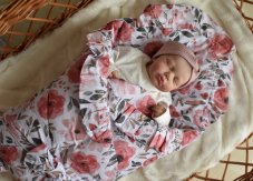 Rýchlozavinovačka s volánikom a stuhou BEGONIE, marhuľová, od značky Baby Nellys + darček prebaľovacia podložka