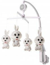Detský eshop: Plušový kolotoč nad postieľku rabbit - sivo/biely