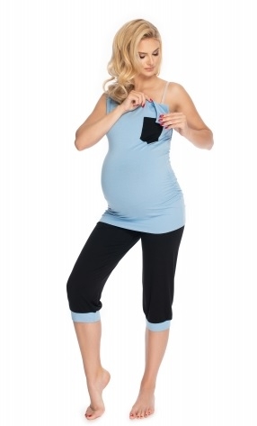 Detský eshop: Tehotenské, dojčiace 3/4 pyžamo - modré, čierne, veľ. s/m, značka Be MaaMaa