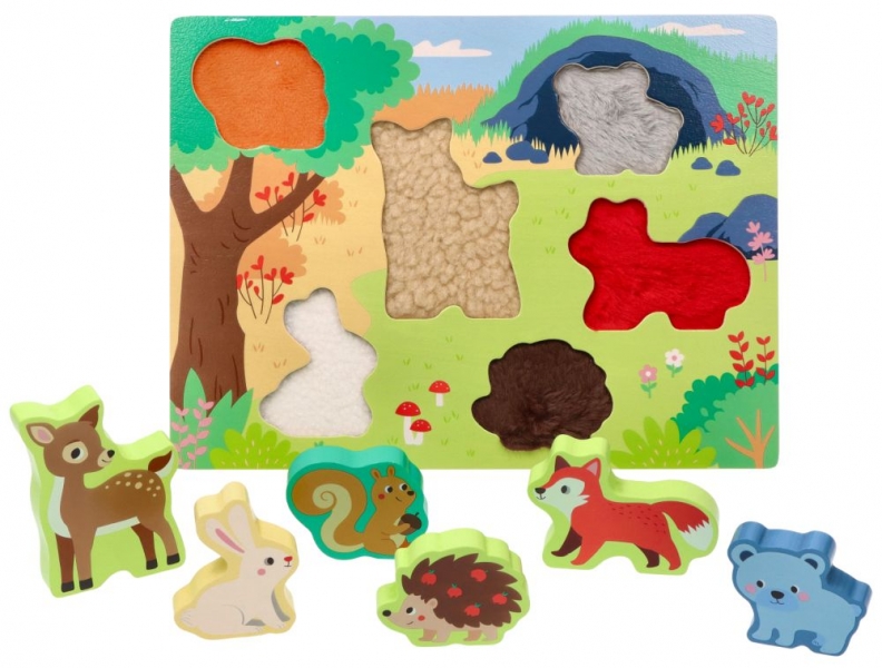Detský eshop: Drevené zábavné vkladacie puzzle adam toys, lesné zvieratká 3d