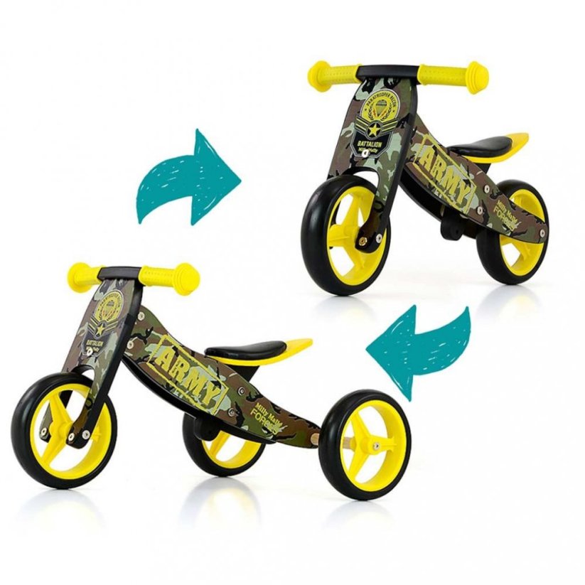 Detský eshop: Detské multifunkčné odrážadlo bicykel 2v1 Milly Mally JAKE Army