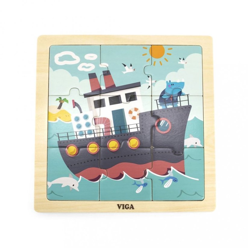 Detský eshop: Drevené puzzle pre najmenších Viga 9 ks Loď