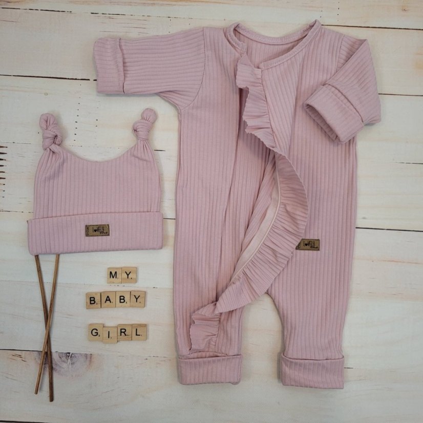 Letný bavlnený overal na zips + čiapka (74-86) Candy Pink od značky Kazum - Veľkosť: 74 (6-9m)