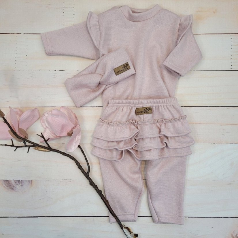 3-dielny oversize komplet: mikina + legíny so sukničkou + čelenka (74-86) Pink Glow, od značky Z&Z - Veľkosť: 80 (9-12m)