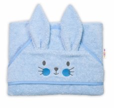 Baby Nellys Froté osuška s kapucňou 80 x 80 cm Bunny - modrá