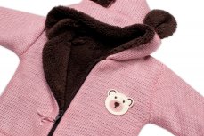 Oteplená pletená bundička Teddy medvedík, Baby Nellys, dvojvrstvová, ružová
