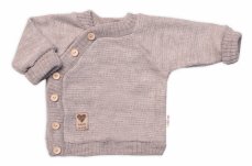 Detský pletený svetrík s gombíkmi, zap. bokom, Handmade Baby Nellys, béžový