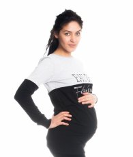Detský eshop: Tehotenské a dojčiace triko/mikina fabulous, s dlhým rukávom, čierno-sv. sivá, vel. xs, značka Be MaaMaa