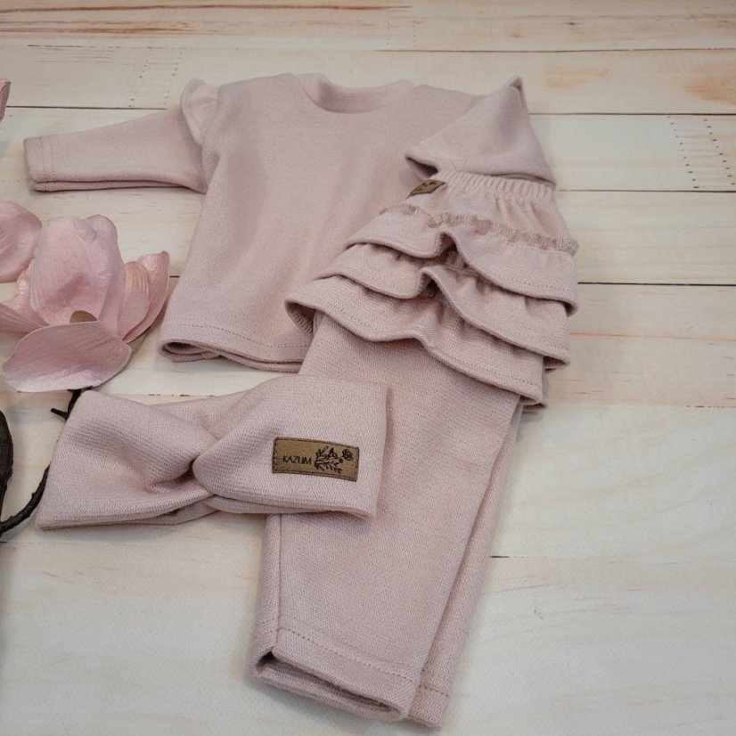 3-dielny oversize komplet: mikina + legíny so sukničkou + čelenka (74-86) Pink Glow, od značky Z&Z - Veľkosť: 80 (9-12m)