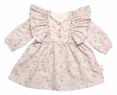 Dojčenské šaty s dlhým rukávom s volánikmi Sára, bavlna, Mrofi, cappucino