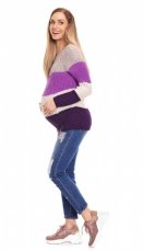 Detský eshop: Teploučký tehotenský sveter, široké pruhy - fialová, značka Be MaaMaa